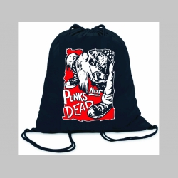 Punks not Dead Punks not Dead  ľahký sťahovací batoh / vak s čiernou šnúrkou, 100% bavlna 100 g/m2, rozmery cca. 37 x 41 cm